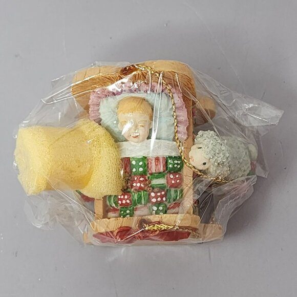 Vintage 1994 Babys First Christmas Ornament Holiday Baby‎ Cradle Retro - Picture 4 of 7